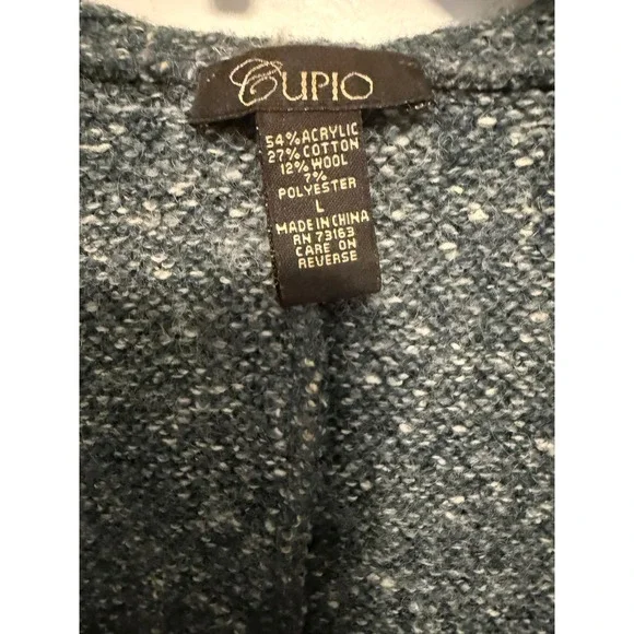 Cupio Blue Ruffle Open Front Cardigan Sweater Women's Size Large - Picture 2 of 7